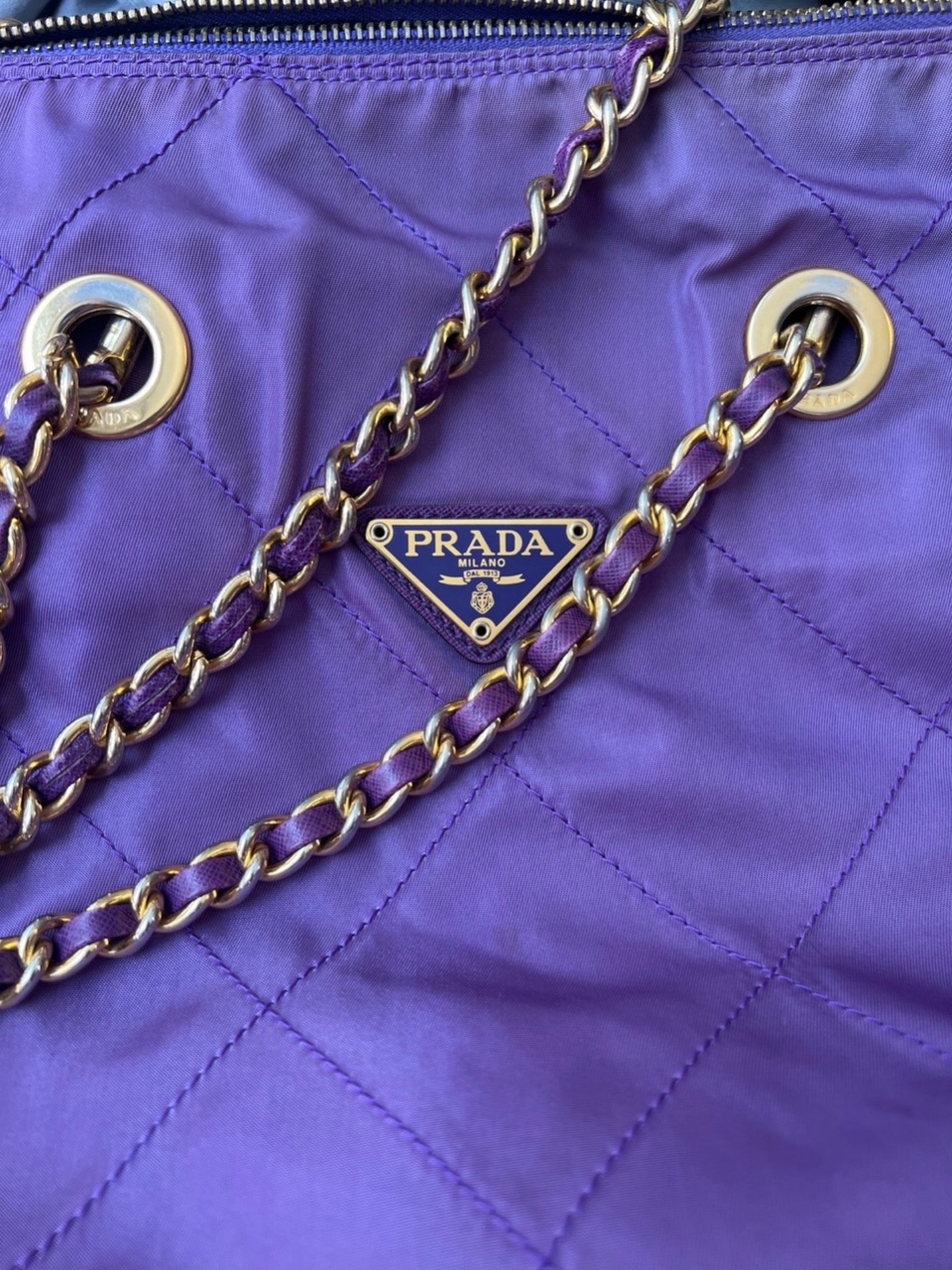 Pradaviolet Quilted Gold & Leather Chain Shoulder Bag! Open To Offers!